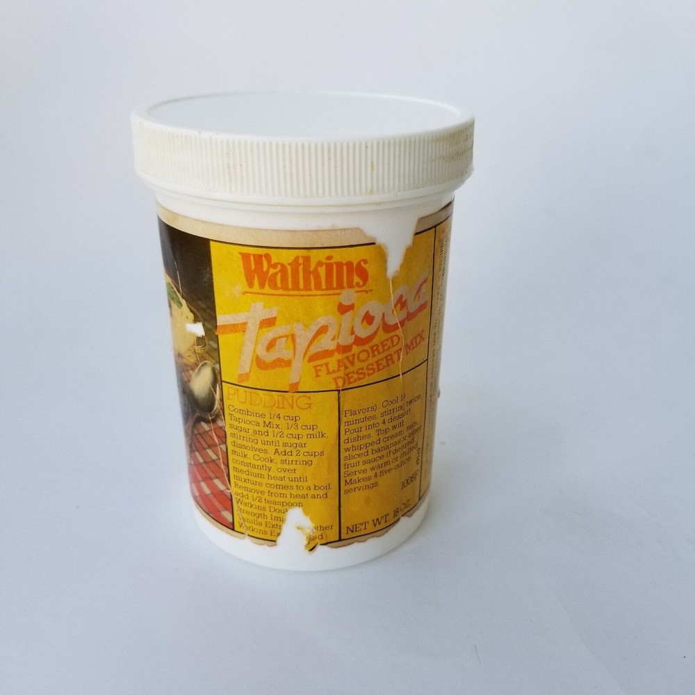 4/$25 Vintage 70s Watkins Tapioca Pudding Collectable Empty Container  Plastic